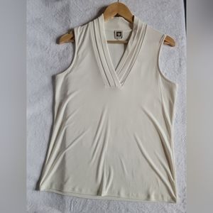 *NEW* Anne Klein Cream/Ivory V-neck Sleeveless Blouse, Medium